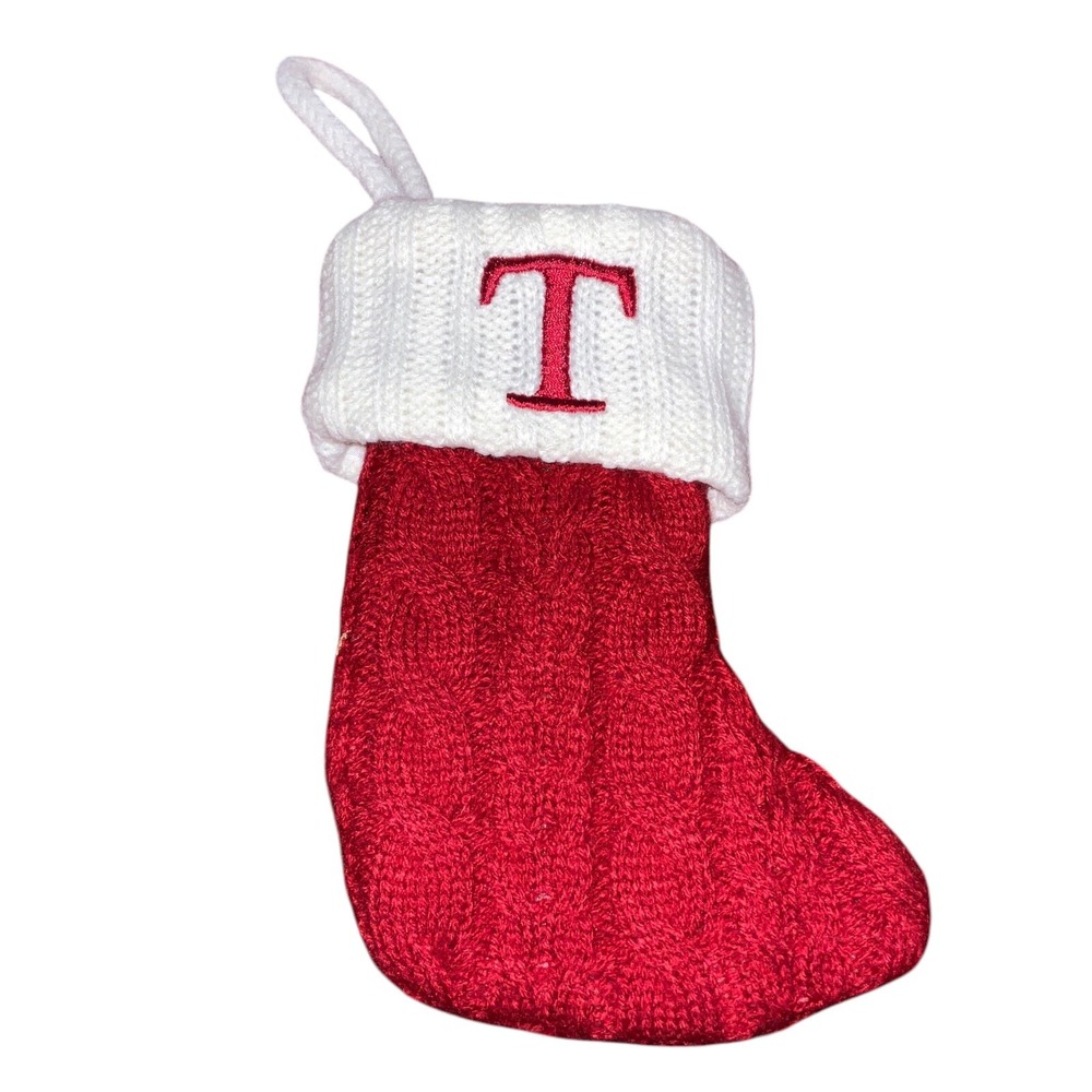 Wondershop Monogram Mini Christmas Stocking Initial T Red Knit Target 7"